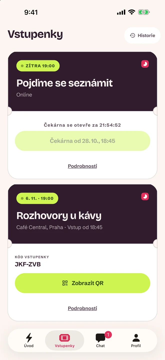 Obrazovka vstupenky