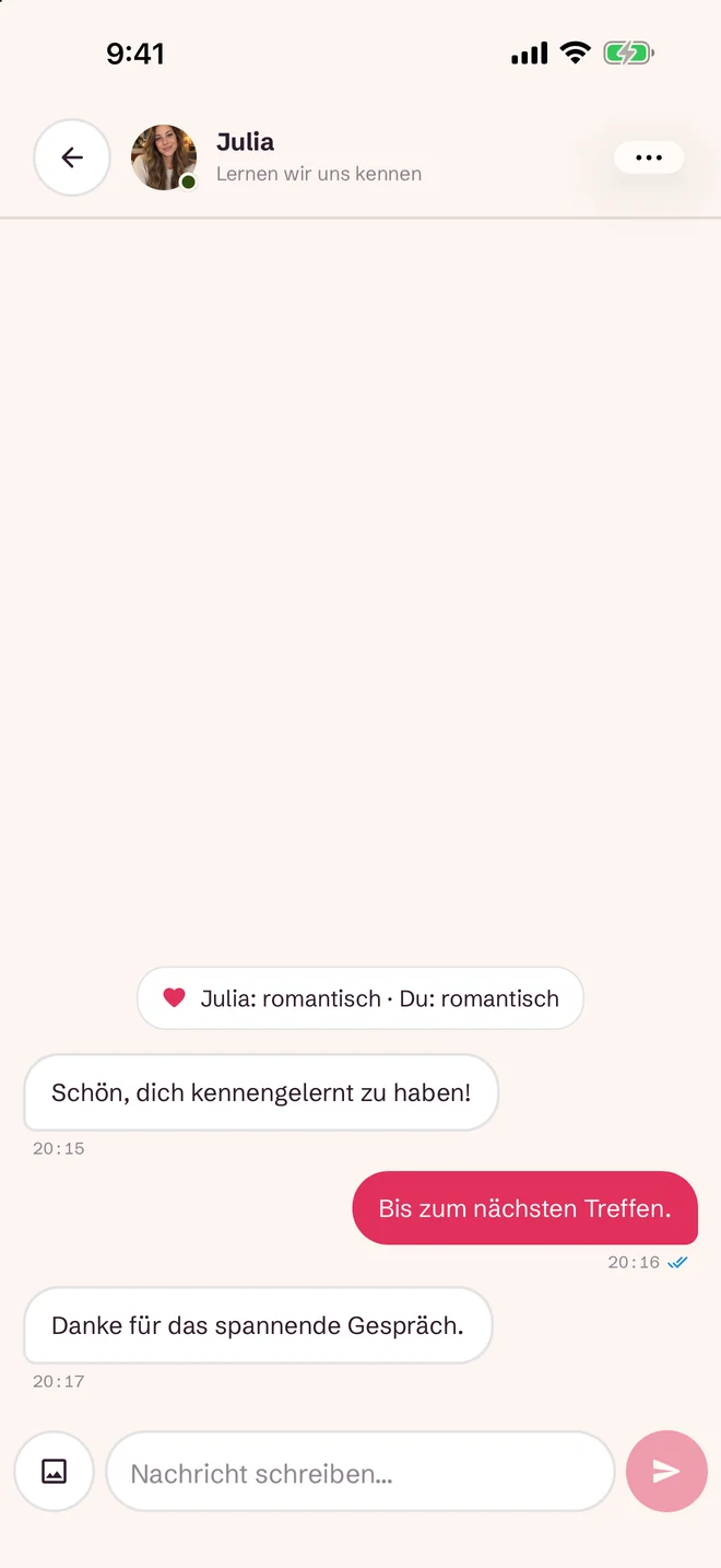 Chat-Bildschirm nach einem Match