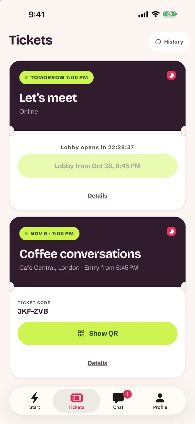 Ticket screen