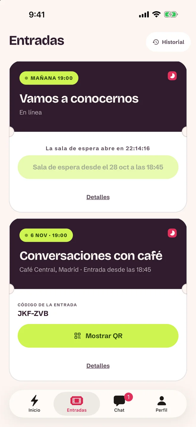 Pantalla de la entrada