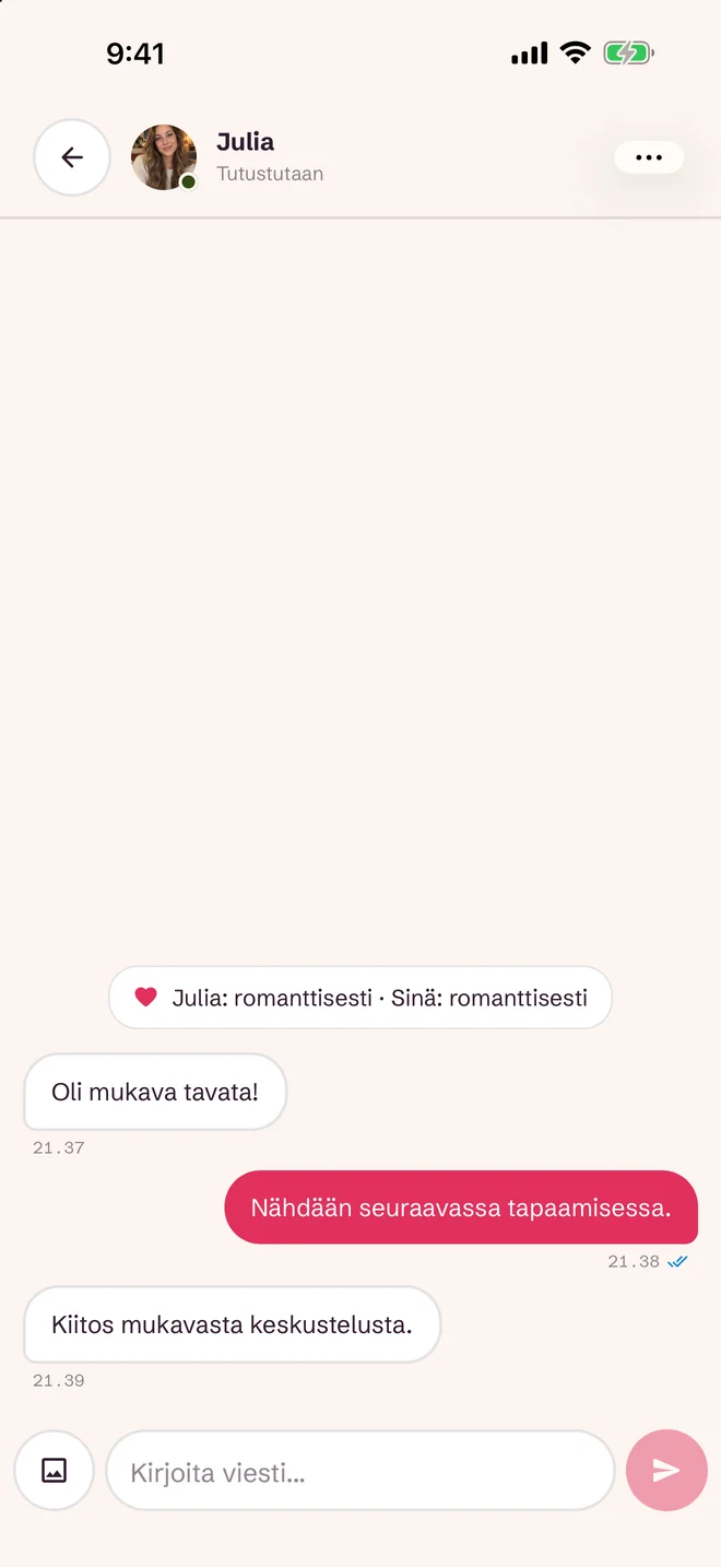 Chatnäkymä osuman jälkeen