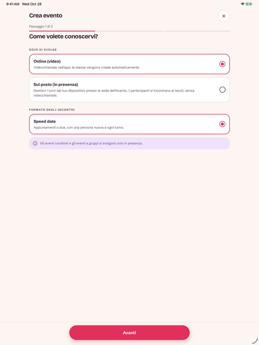Nuovo evento