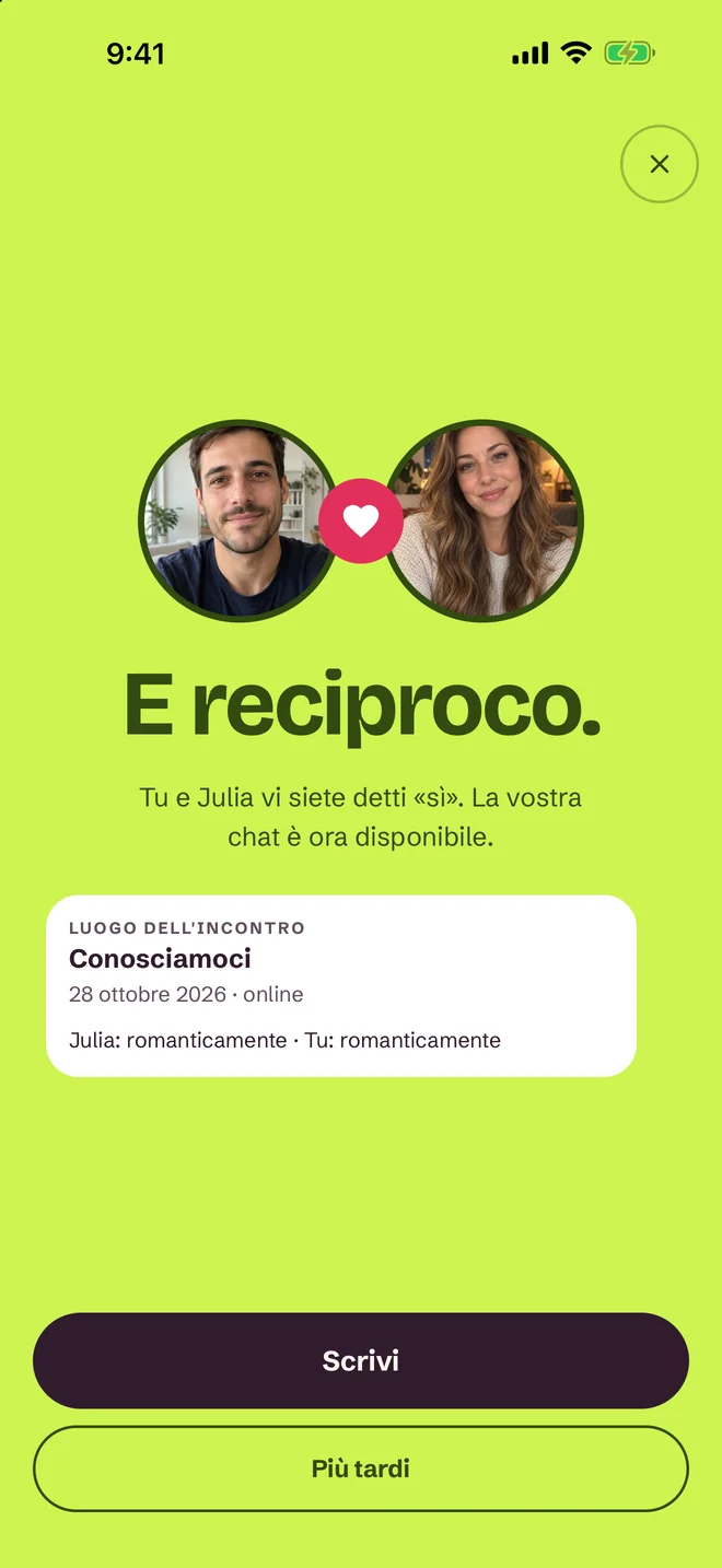 Schermata «È un match!» nell’app SprintDate