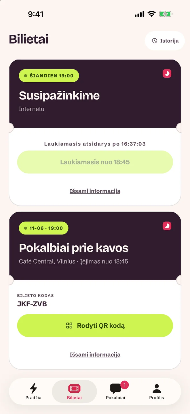 Bilieto ekranas