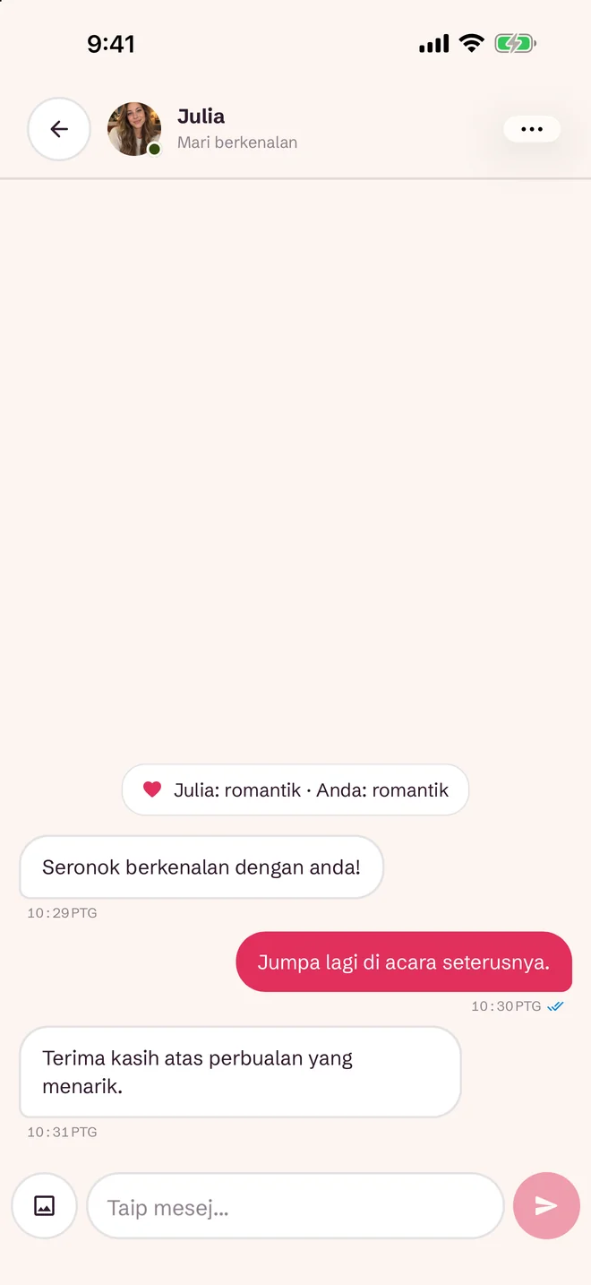 Skrin sembang selepas padanan