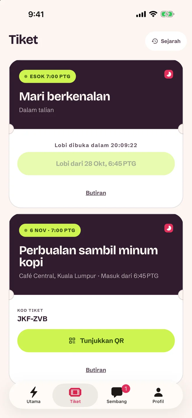 Skrin tiket