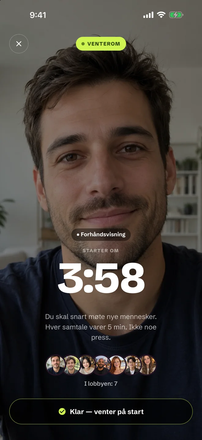 Lobbyskjerm før arrangementet