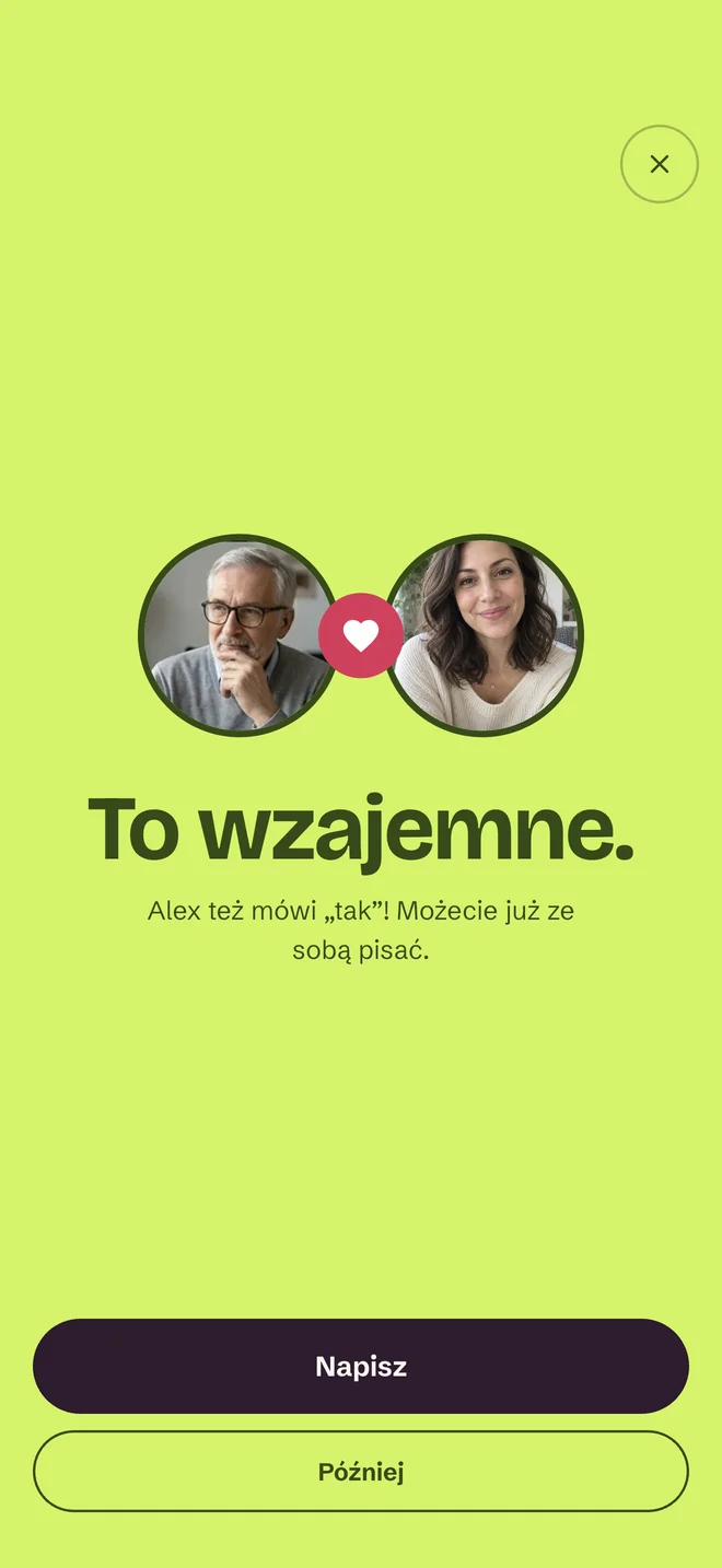 Ekran To match! w aplikacji SprintDate