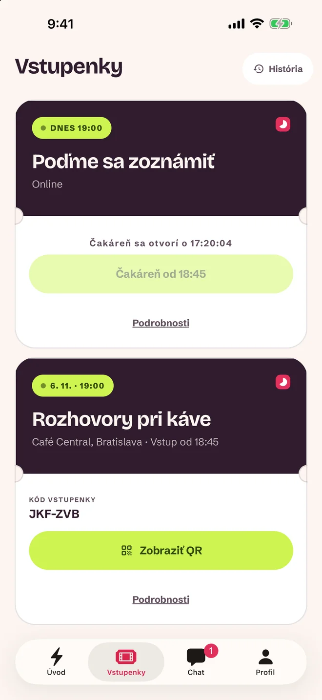 Obrazovka vstupenky